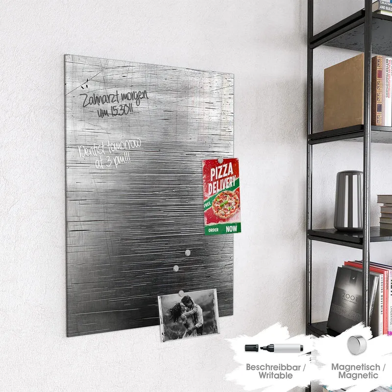 Glas Magnettafel - Gebürsteter Stahl