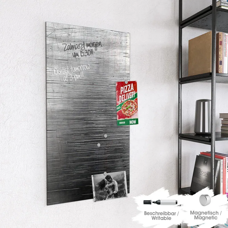 Glas Magnettafel - Gebürsteter Stahl