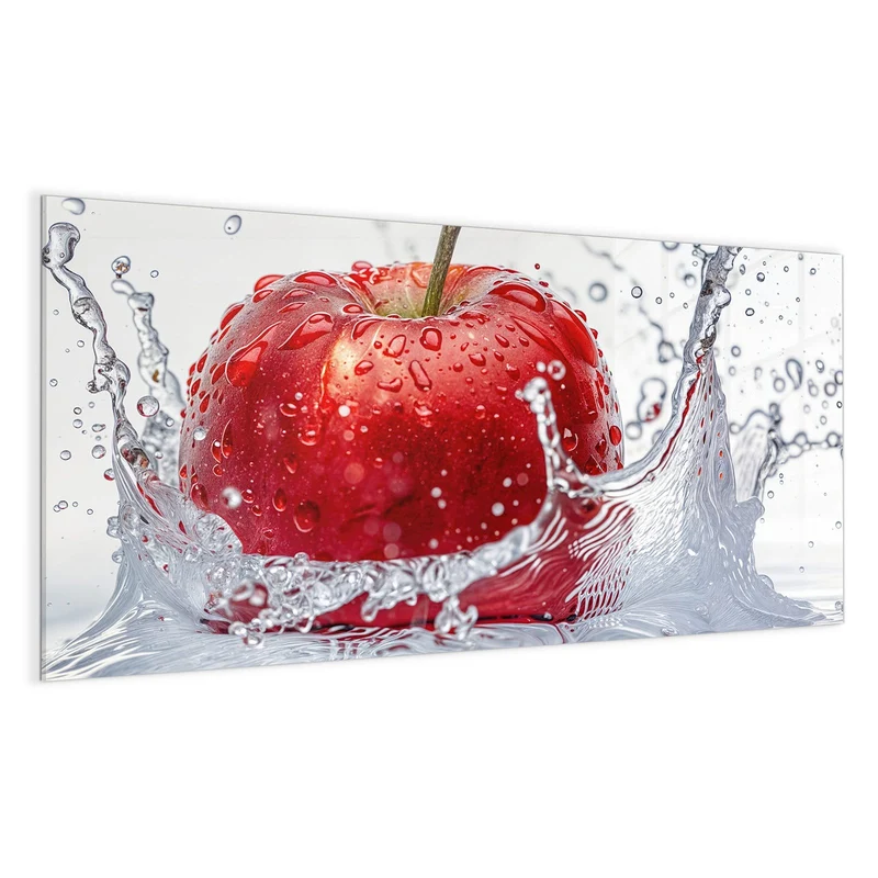 Glas Magnettafel - Roter Apfel im Spritzer