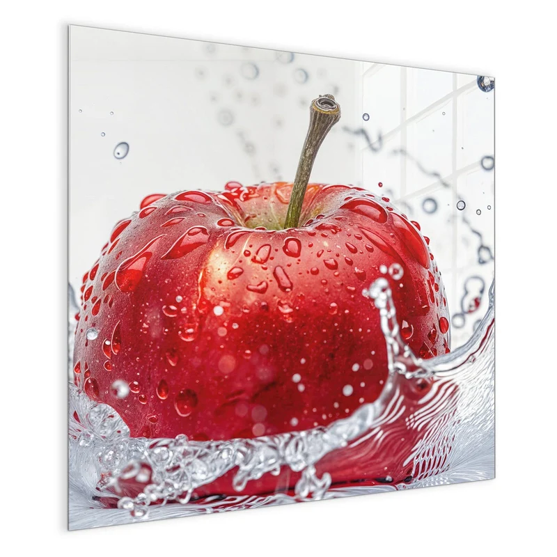 Glas Magnettafel - Roter Apfel im Spritzer
