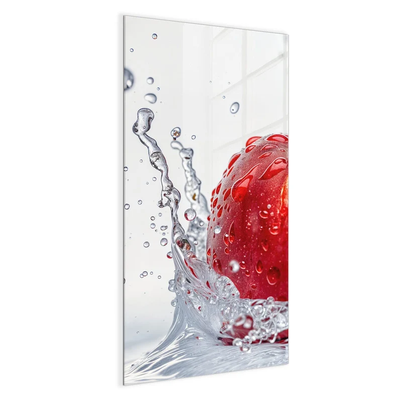 Glas Magnettafel - Roter Apfel im Spritzer