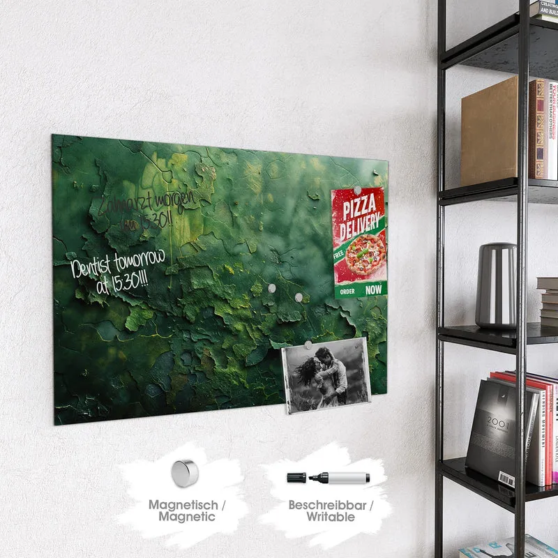 Glas Magnettafel - Abblätterndes Grün