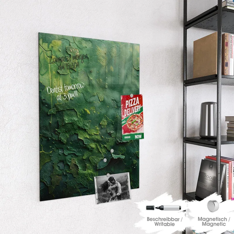 Glas Magnettafel - Abblätterndes Grün