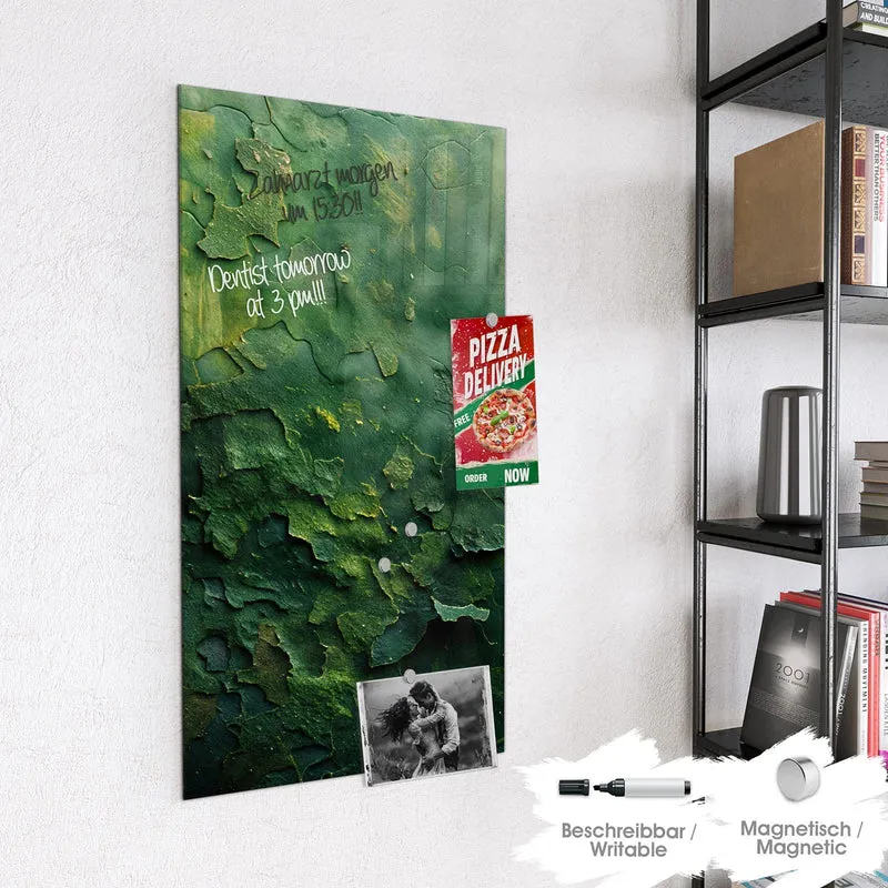 Glas Magnettafel - Abblätterndes Grün