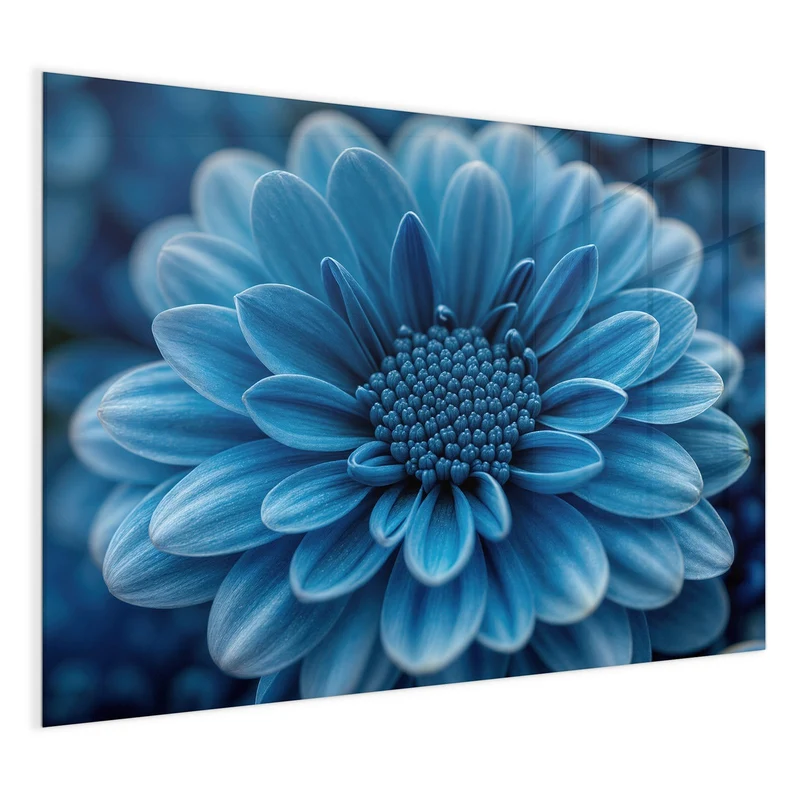 Glas Magnettafel - Blaue Chrysantheme
