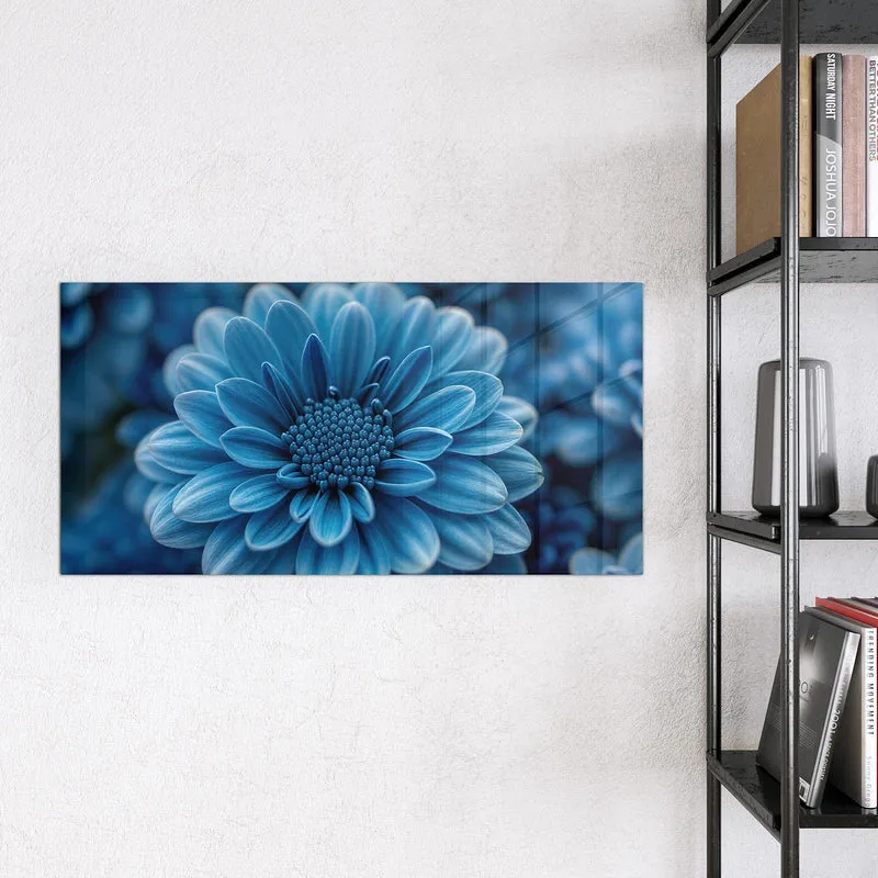 Glas Magnettafel - Blaue Chrysantheme