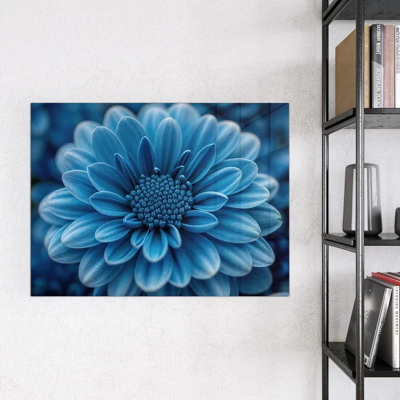 Glas Magnettafel - Blaue Chrysantheme