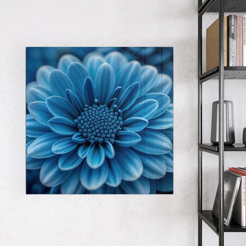 Glas Magnettafel - Blaue Chrysantheme