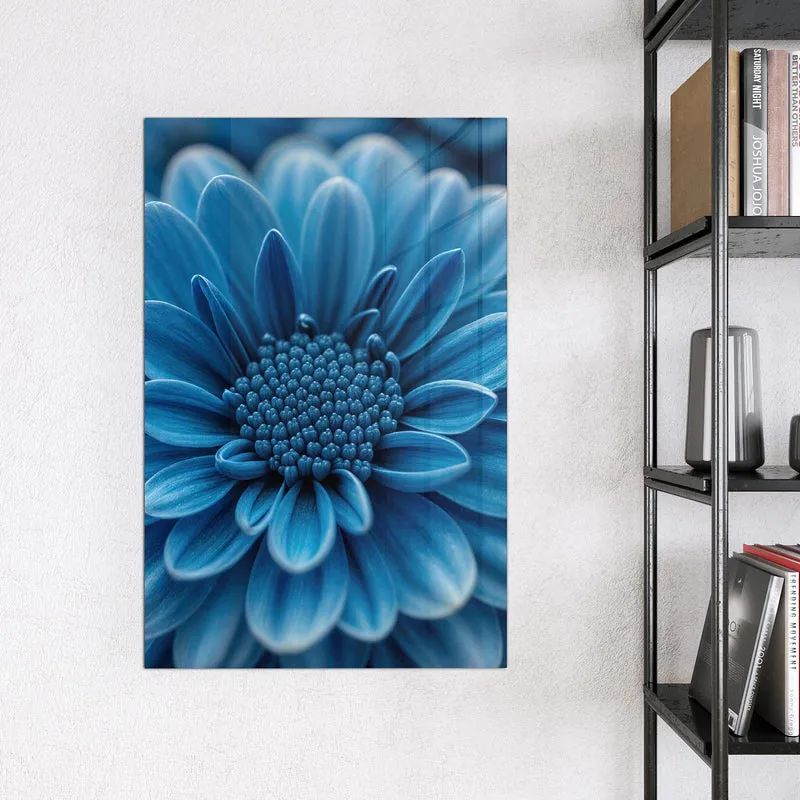 Glas Magnettafel - Blaue Chrysantheme