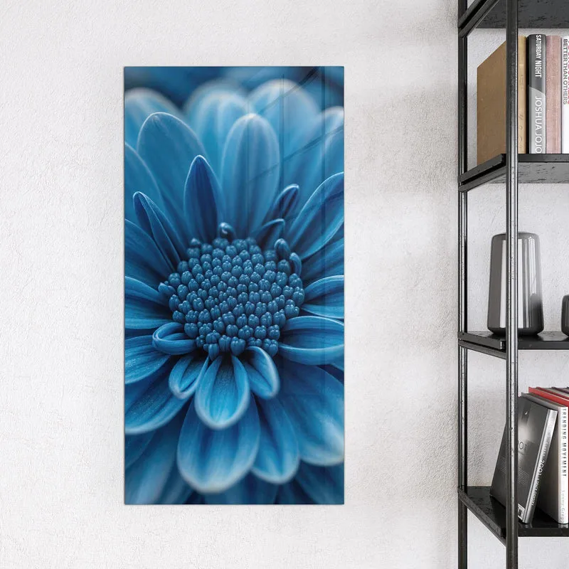 Glas Magnettafel - Blaue Chrysantheme
