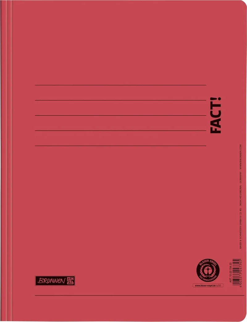 BRUNNEN Schnellhefter FACT! Rot A4 - Premium-Organizer aus 100% Recyclingkarton