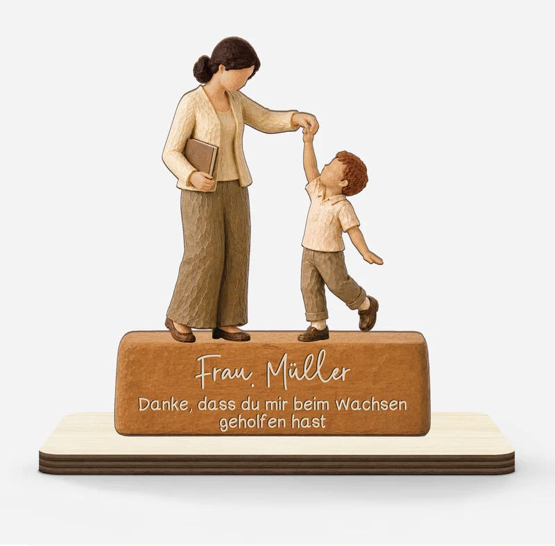 Danke Dass Du Mir Beim Wachsen Geholfen Hast - Personalisiertes Geschenk Lehrer | Holzaufsteller Mit Standfuß
