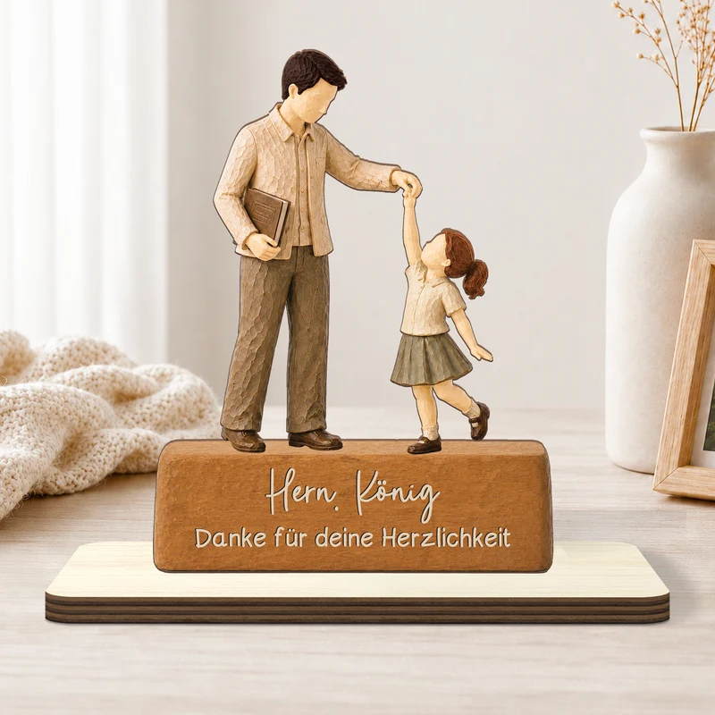 Danke Dass Du Mir Beim Wachsen Geholfen Hast - Personalisiertes Geschenk Lehrer | Holzaufsteller Mit Standfuß