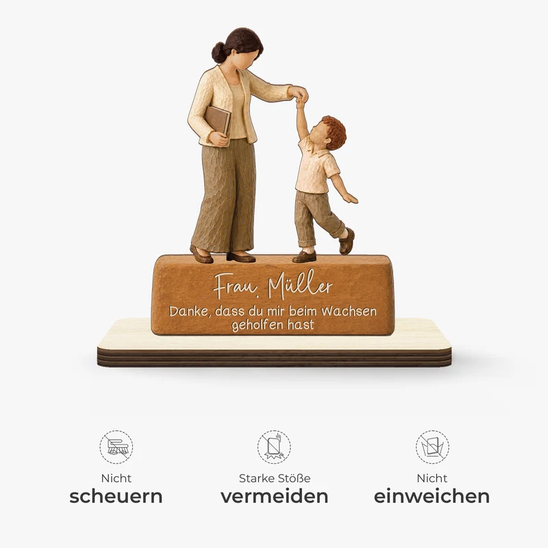 Danke Dass Du Mir Beim Wachsen Geholfen Hast - Personalisiertes Geschenk Lehrer | Holzaufsteller Mit Standfuß