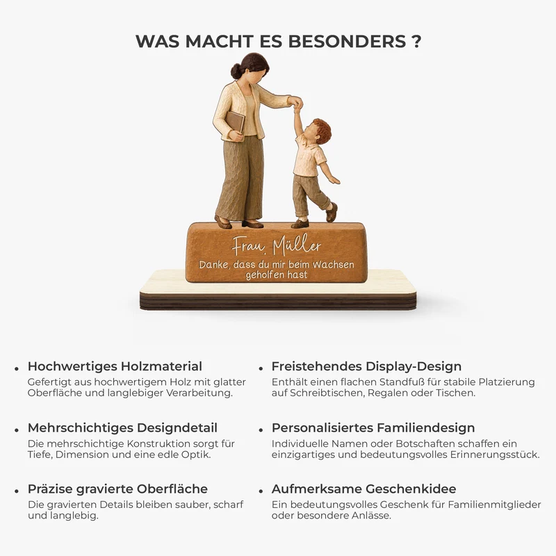 Danke Dass Du Mir Beim Wachsen Geholfen Hast - Personalisiertes Geschenk Lehrer | Holzaufsteller Mit Standfuß