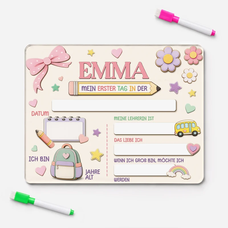 Mein Erster Tag In Der Schule - Personalisierte Geschenke Kinder | Acryl Maltafel