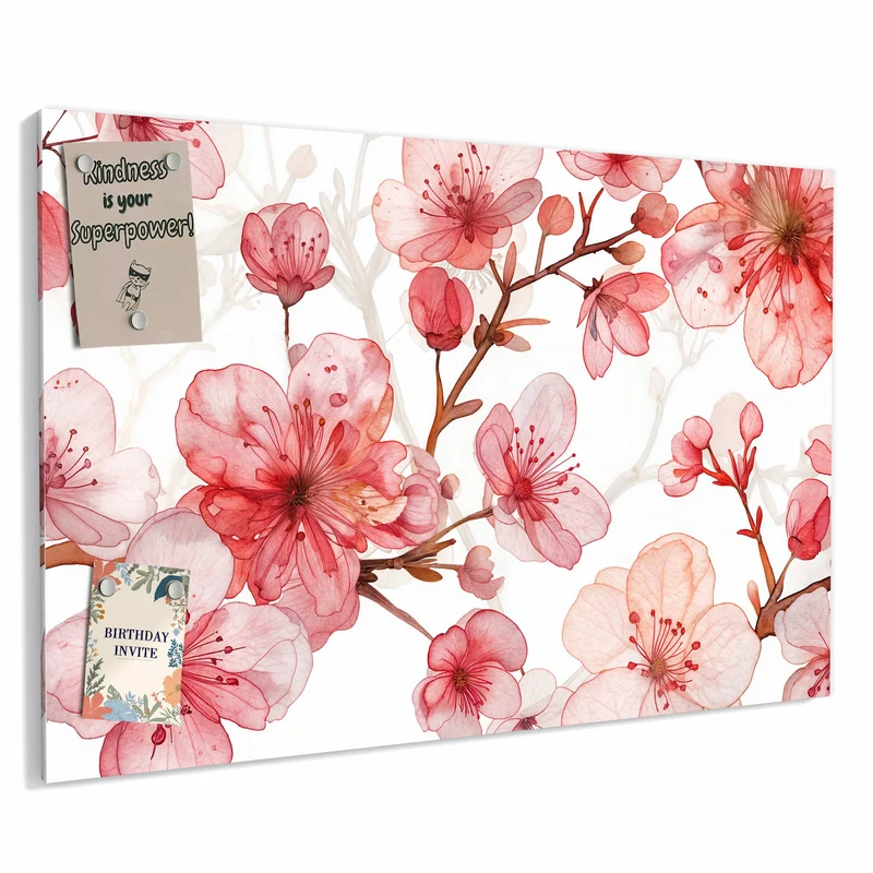 Metall Magnettafel - Kirschblüten in Aquarell