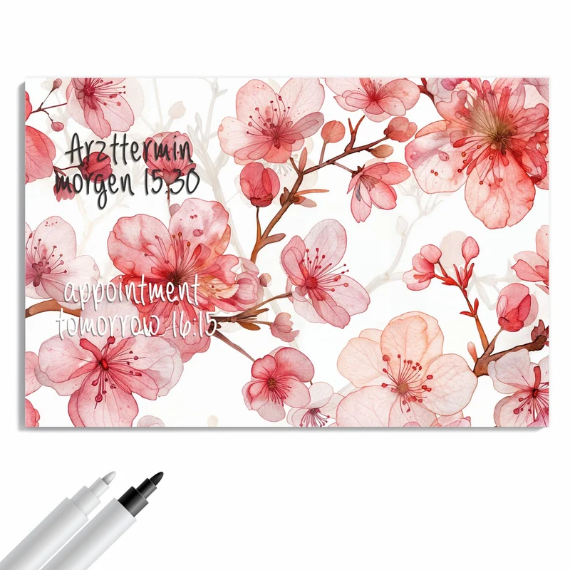 Metall Magnettafel - Kirschblüten in Aquarell