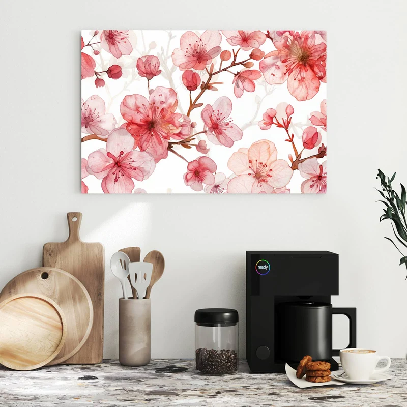 Metall Magnettafel - Kirschblüten in Aquarell