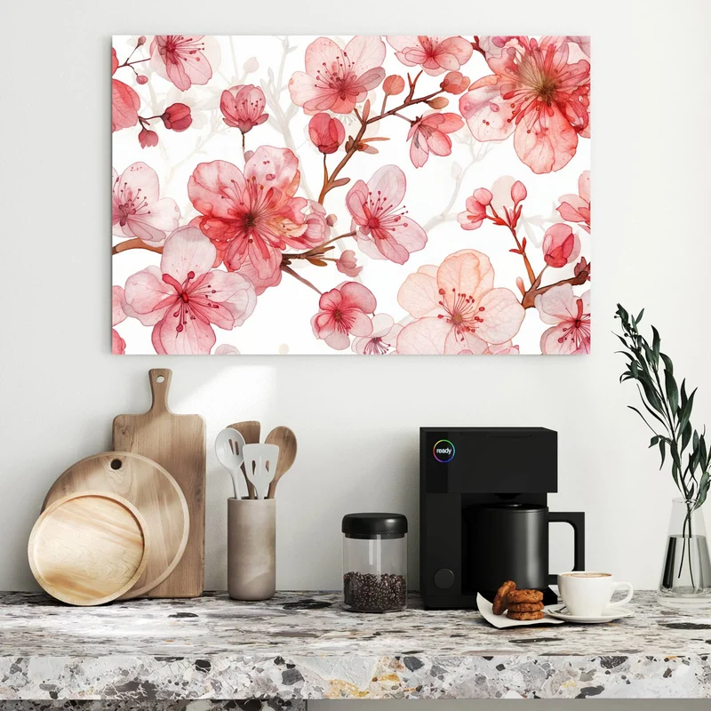 Metall Magnettafel - Kirschblüten in Aquarell