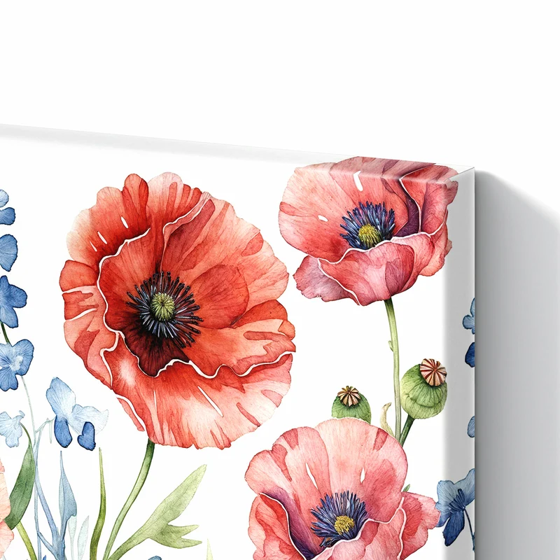 Metall Magnettafel - Mohn und Kornblumen