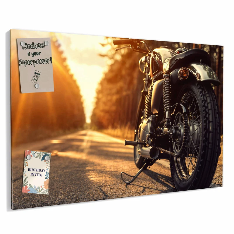 Metall Magnettafel - Motorrad im Gegenlicht