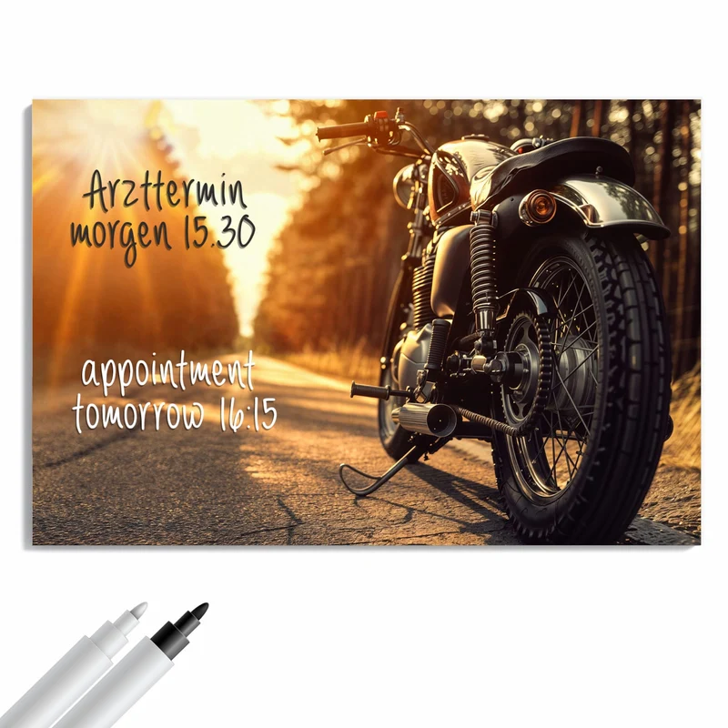 Metall Magnettafel - Motorrad im Gegenlicht