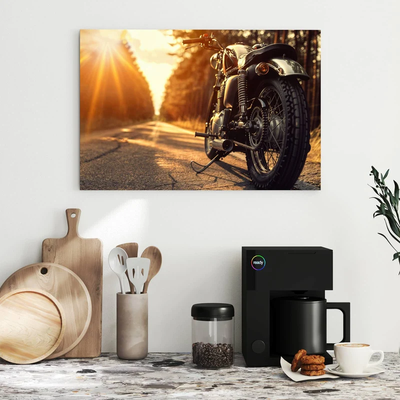 Metall Magnettafel - Motorrad im Gegenlicht