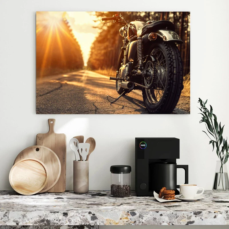 Metall Magnettafel - Motorrad im Gegenlicht