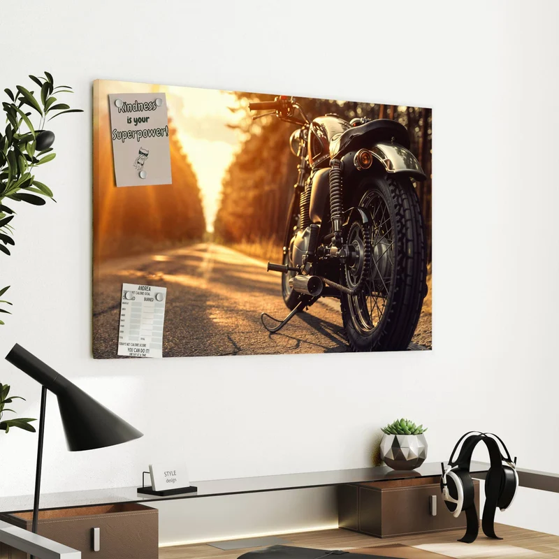 Metall Magnettafel - Motorrad im Gegenlicht