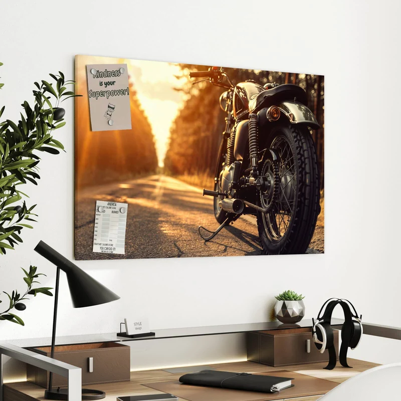 Metall Magnettafel - Motorrad im Gegenlicht