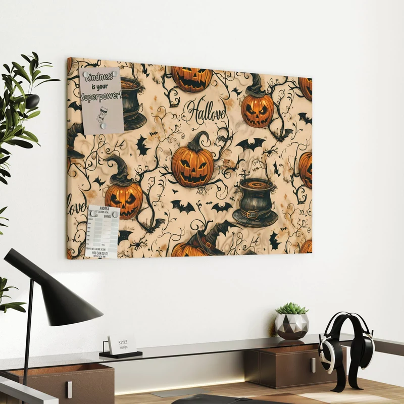 Metall Magnettafel - Halloween Kürbisse