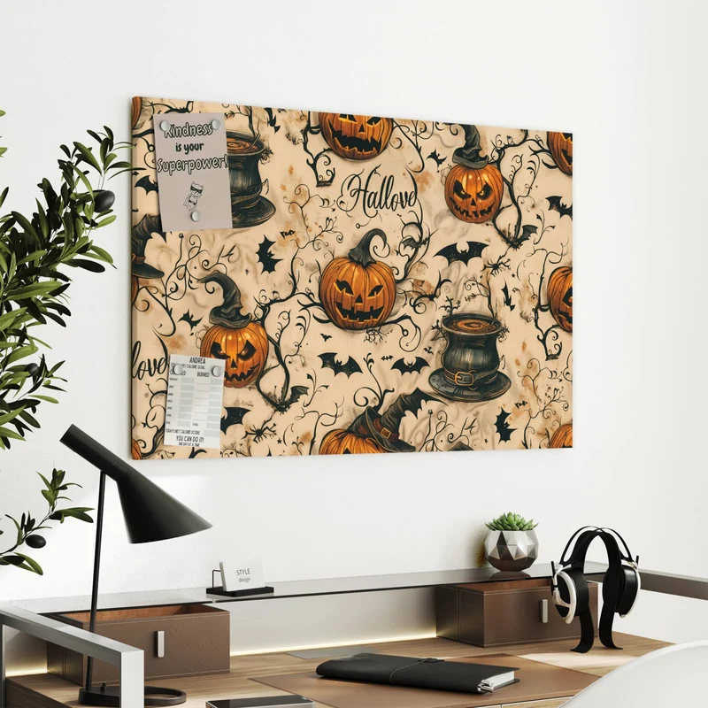 Metall Magnettafel - Halloween Kürbisse