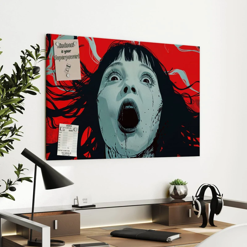 Metall Magnettafel - Schrei in Rot