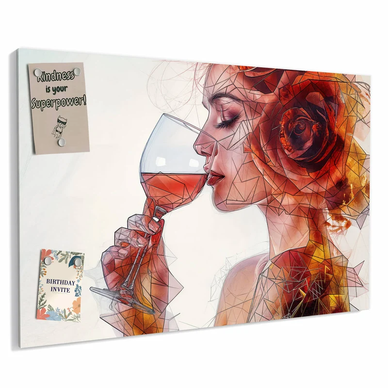 Metall Magnettafel - Weintrinkende Frau