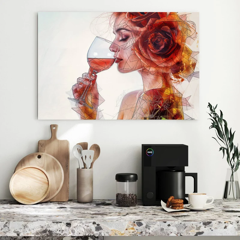 Metall Magnettafel - Weintrinkende Frau