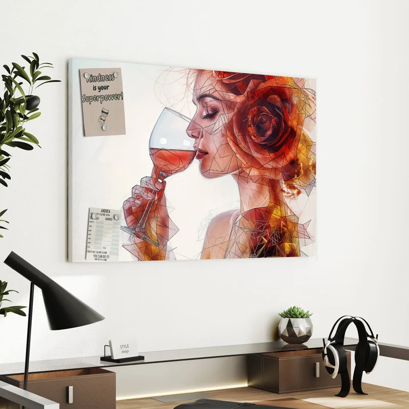 Metall Magnettafel - Weintrinkende Frau