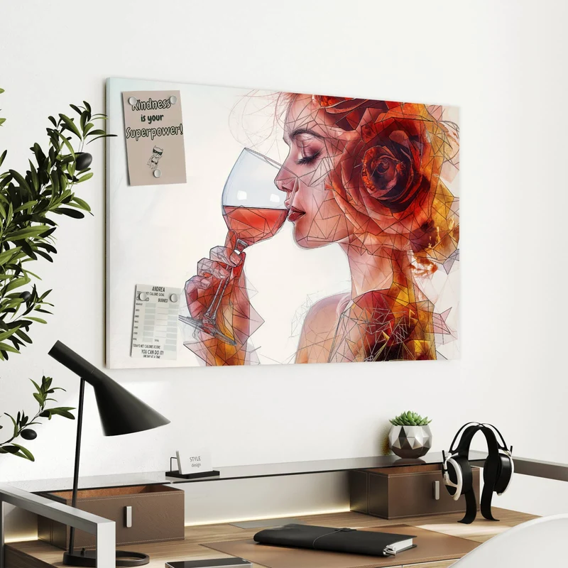 Metall Magnettafel - Weintrinkende Frau