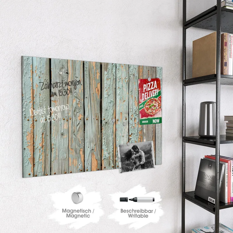 Glas Magnettafel - Mintgrüne Holzlatten