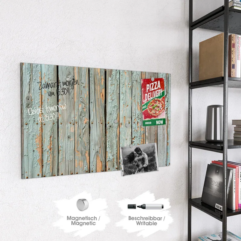 Glas Magnettafel - Mintgrüne Holzlatten