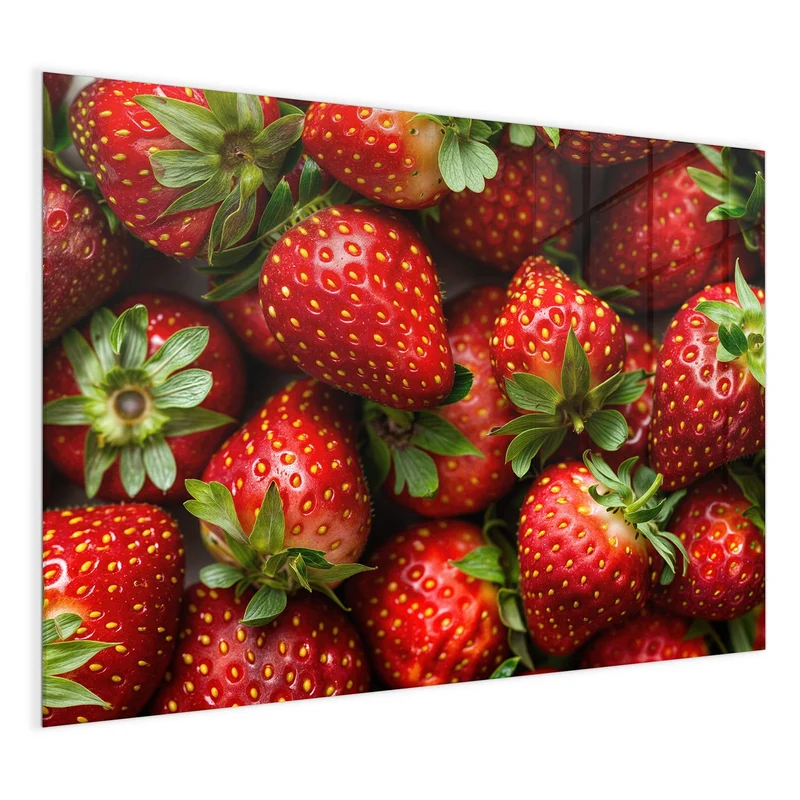 Glas Magnettafel - Frische Erdbeeren