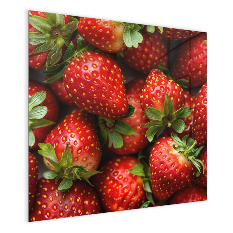 Glas Magnettafel - Frische Erdbeeren