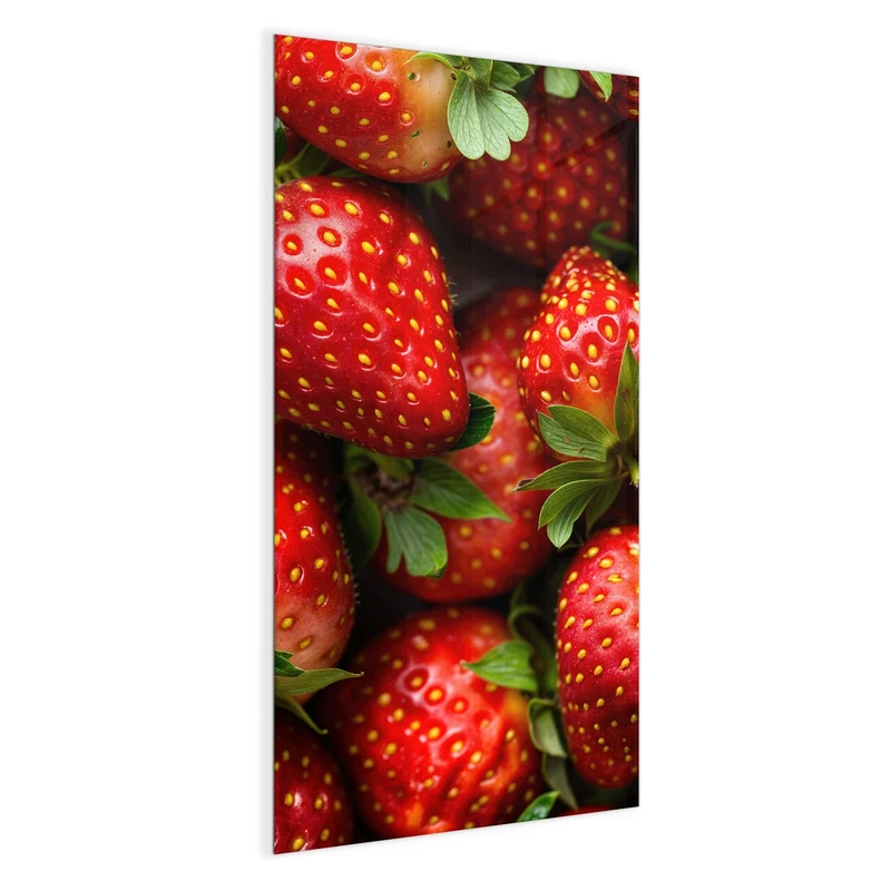 Glas Magnettafel - Frische Erdbeeren