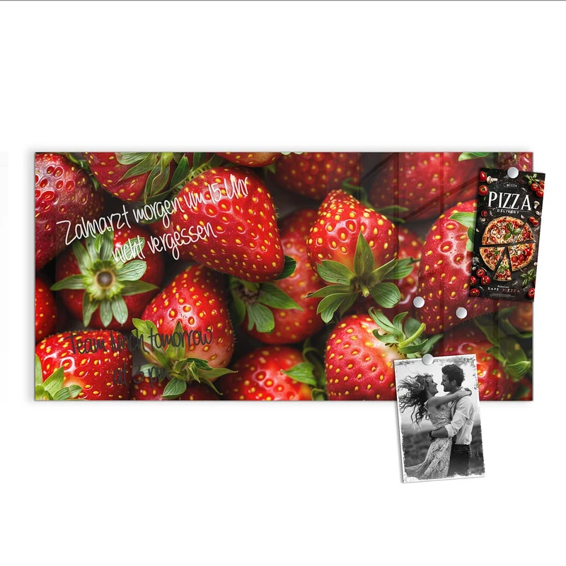 Glas Magnettafel - Frische Erdbeeren