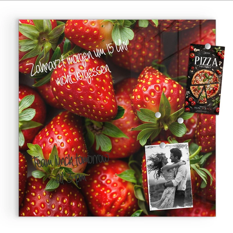 Glas Magnettafel - Frische Erdbeeren