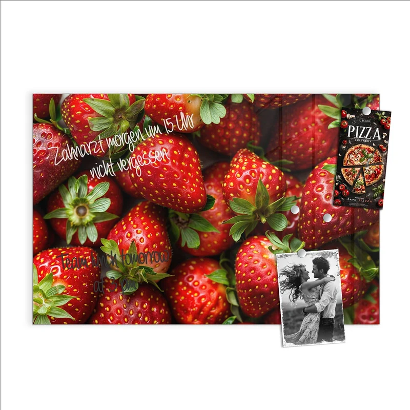 Glas Magnettafel - Frische Erdbeeren