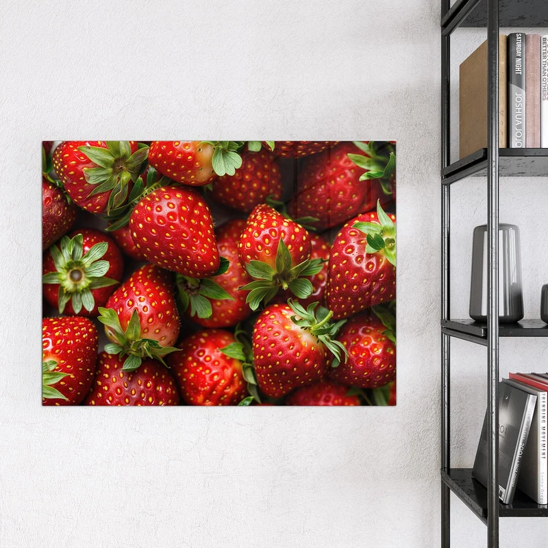 Glas Magnettafel - Frische Erdbeeren