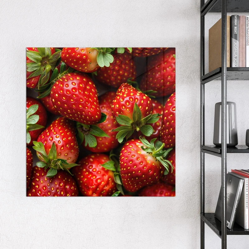 Glas Magnettafel - Frische Erdbeeren