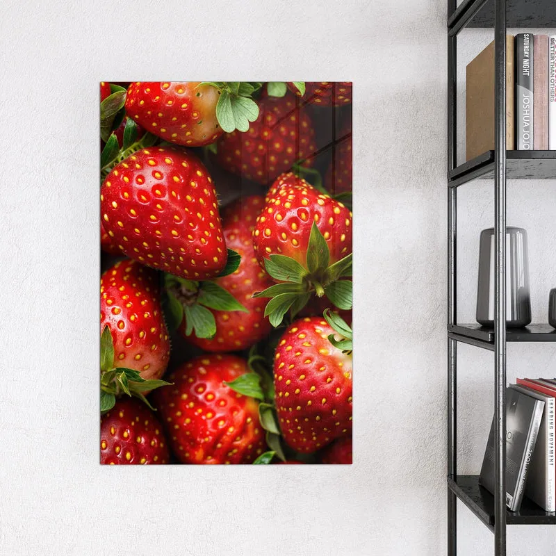 Glas Magnettafel - Frische Erdbeeren