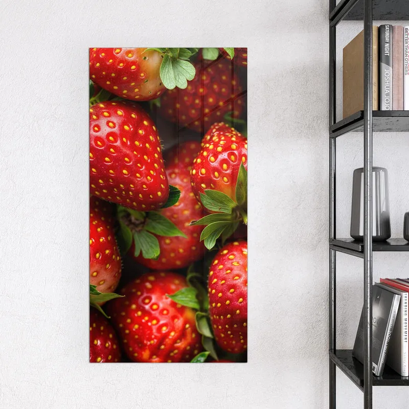 Glas Magnettafel - Frische Erdbeeren